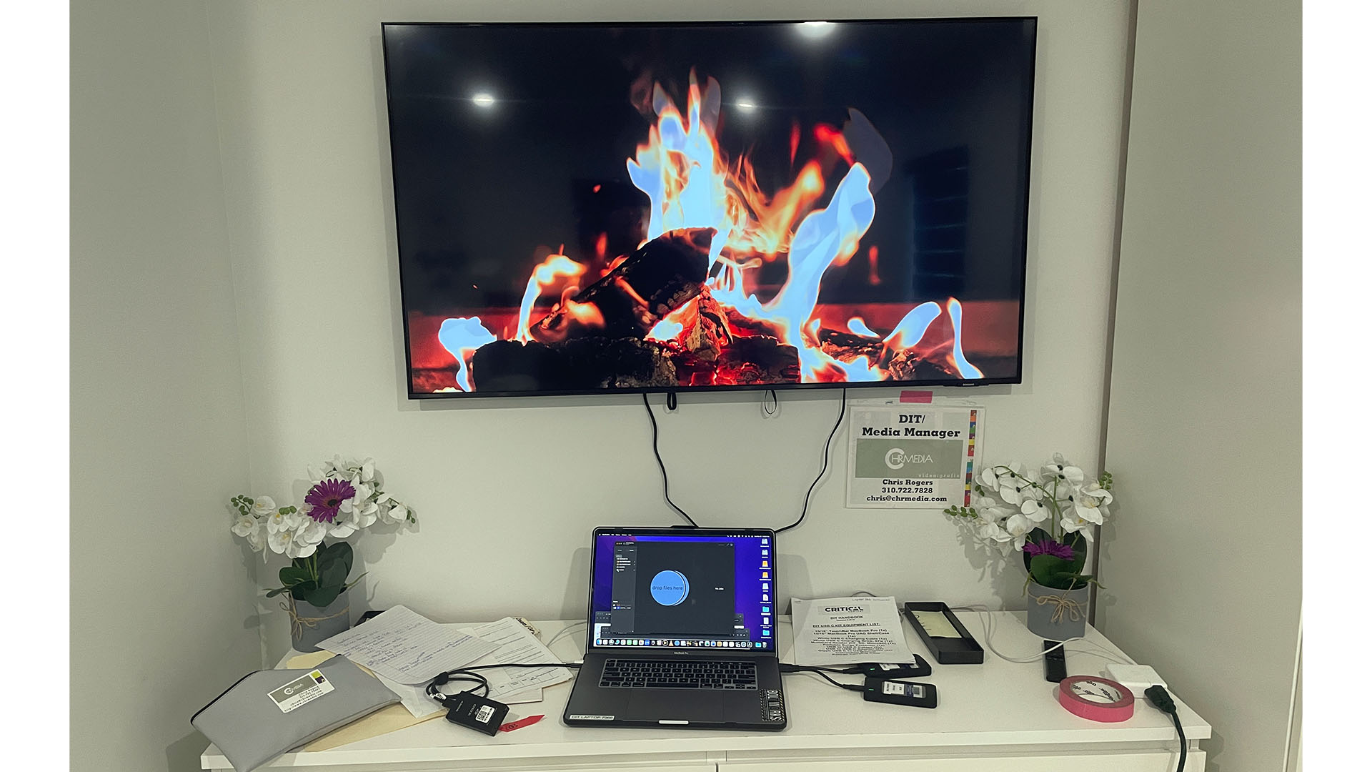 Office #2 - House - Apple TV with fire on screen overtop desk